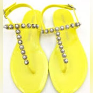 Brand New Stuart Weitzman Yellow Crystal Embellished Sandals